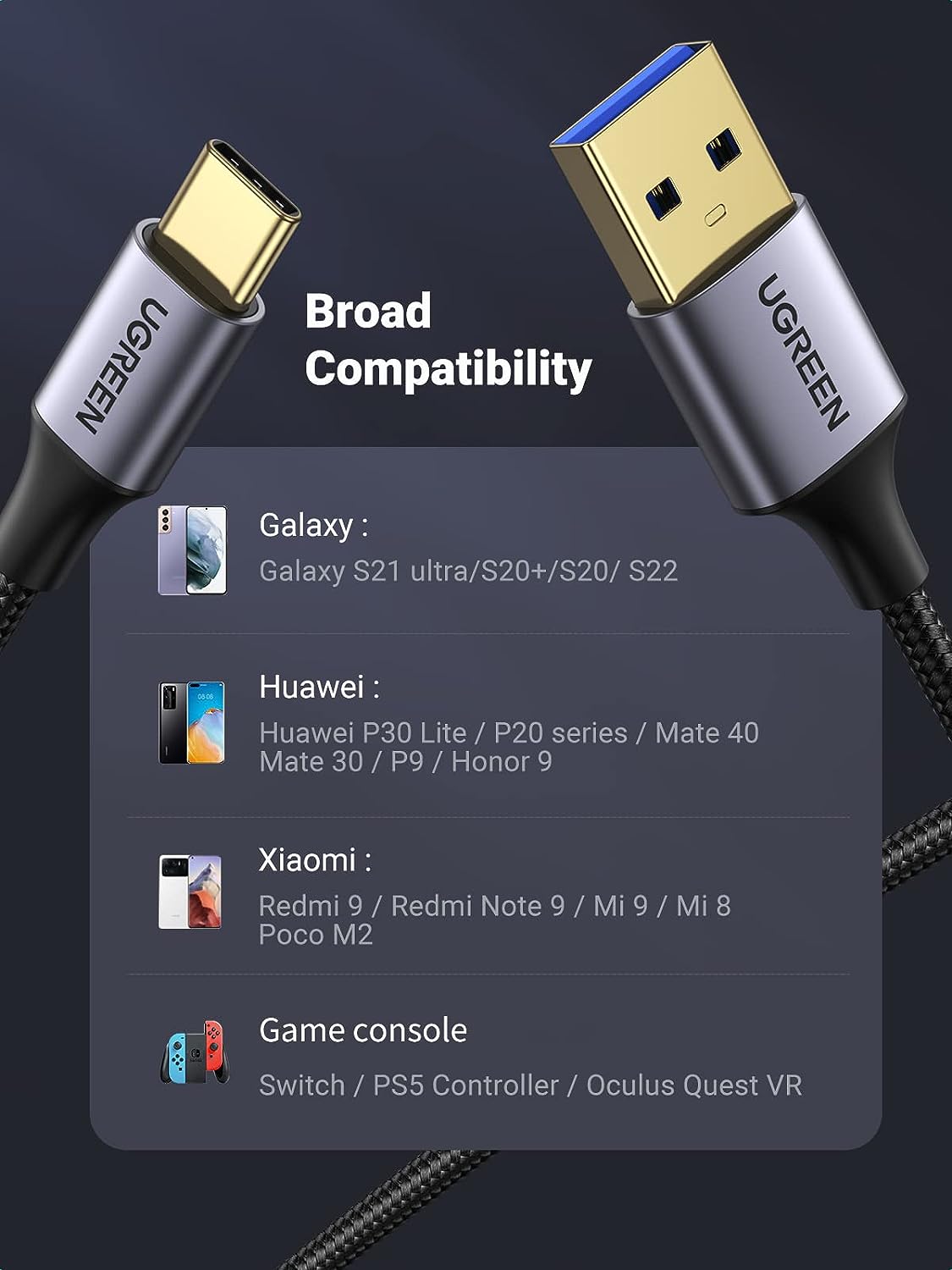 Cáp sạc USB 3.0 to Type C dài 1m Ugreen 20287 US187 Cáp sạc USB 3.0 to Type C dài 1m Ugreen 20287 US187