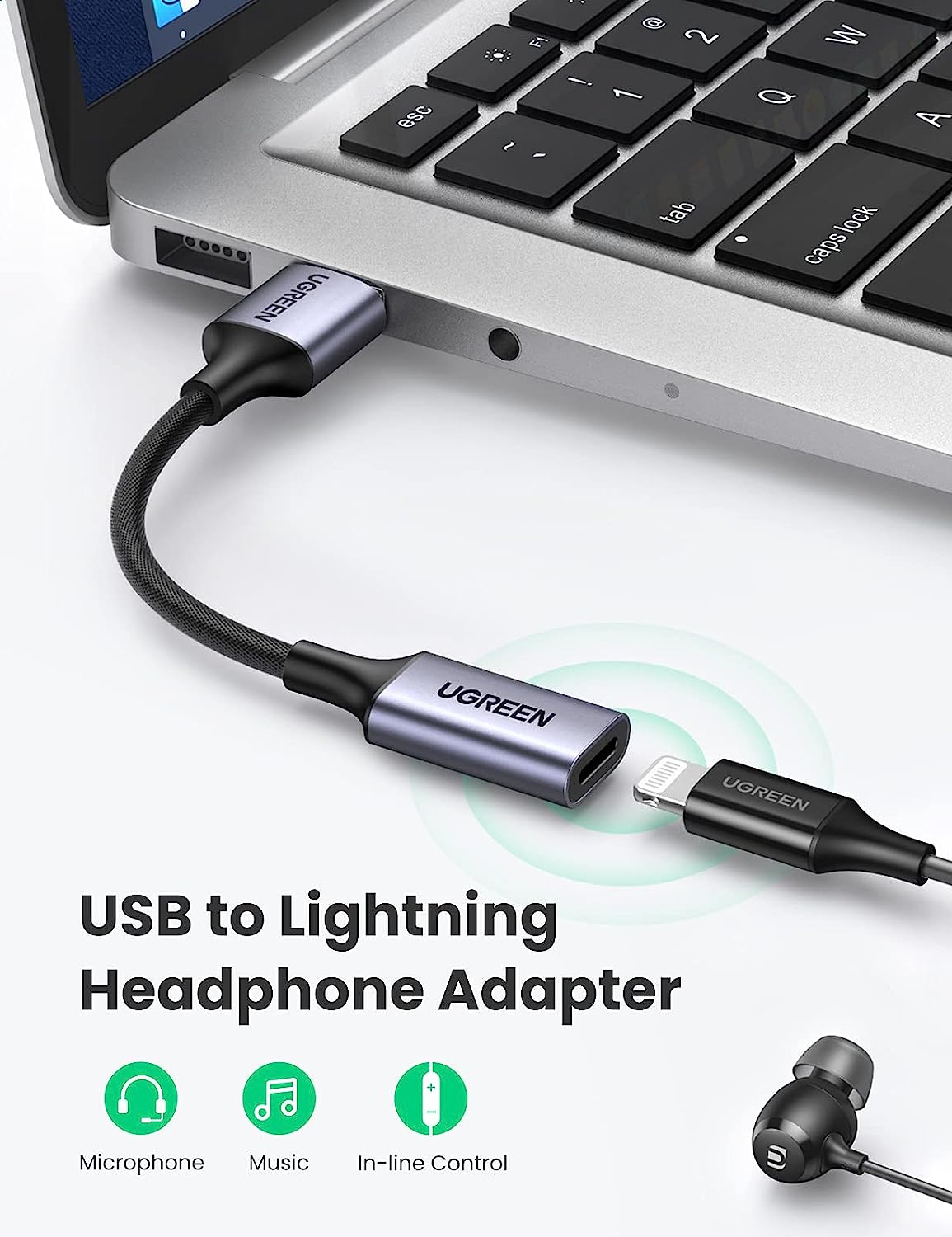 Cáp chuyển USB to Lightning Audio Ugreen 20479 Cáp chuyển USB to Lightning Audio Ugreen 20479