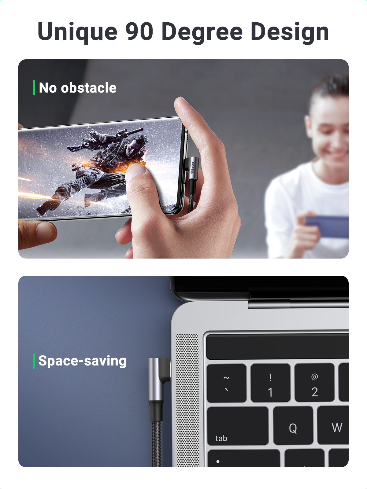 Cáp sạc Type C dài 3m góc 90 PD 100W Ugreen 20583 US334 Cáp sạc Type C dài 3m góc 90 PD 100W Ugreen 20583 US334