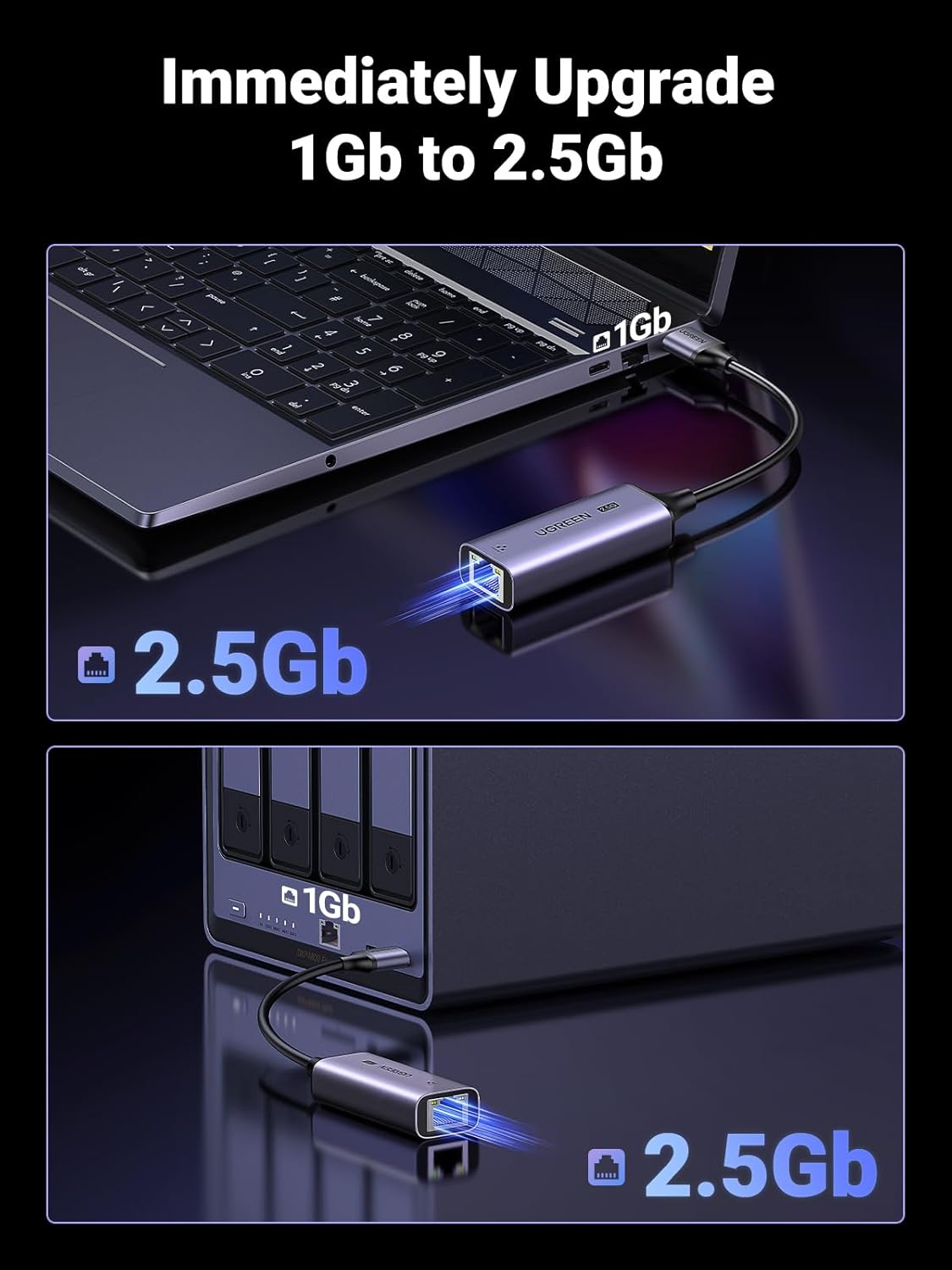 Bộ chuyển đổi USB 3.0 sang cổng mạng 2.5Gbps Network Adapter Ugreen 25051 CM648 Bộ chuyển đổi USB 3.0 sang cổng mạng 2.5Gbps Network Adapter Ugreen 25051 CM648