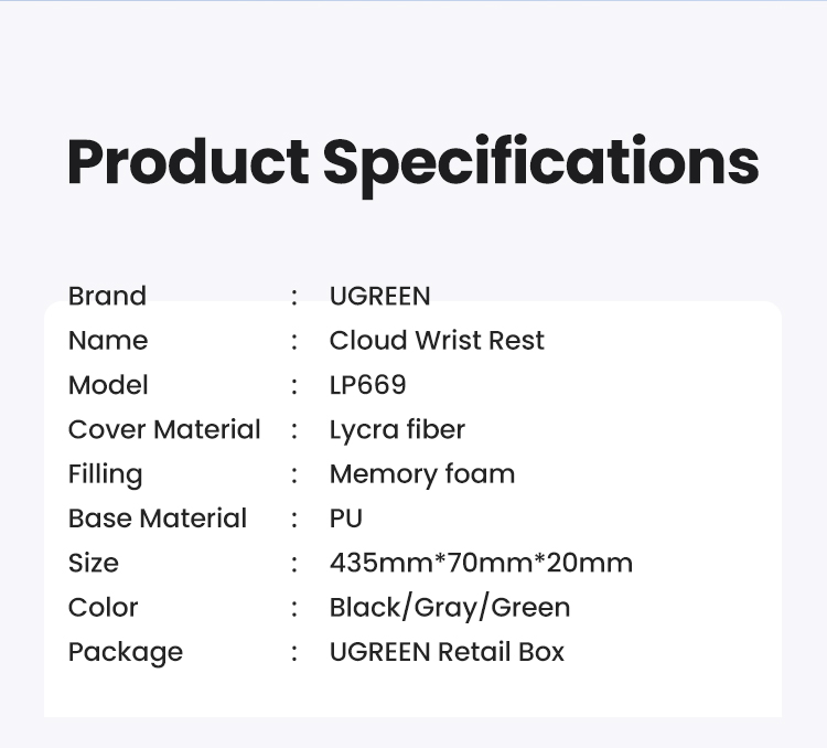 Tấm lót bàn phím đệm cổ tay chất liệu cao su (không xốp) màu đen Ugreen 25248 Tấm lót bàn phím đệm cổ tay chất liệu cao su (không xốp) màu đen Ugreen 25248