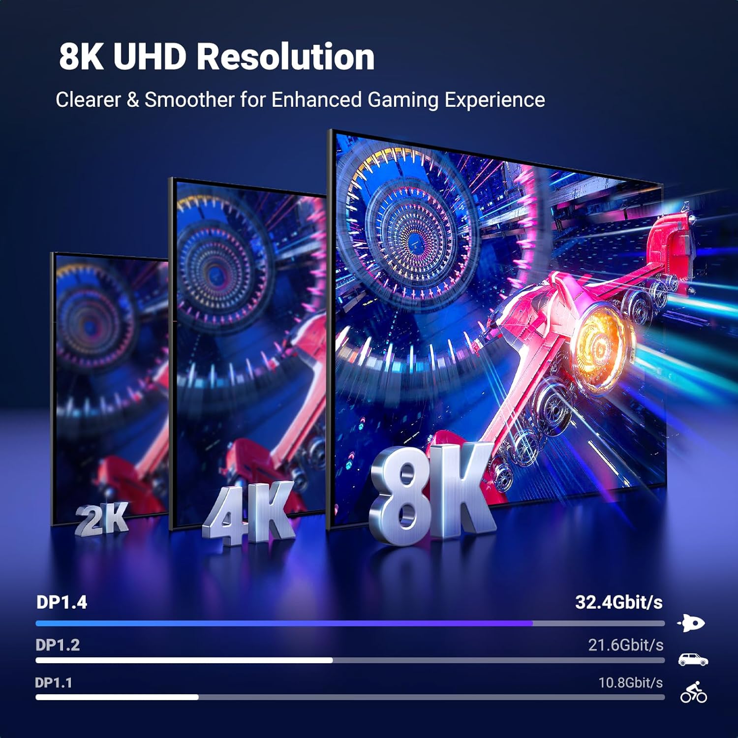 Cáp Displayport 1.4 dài 1m hỗ trợ 8K@60Hz Ugreen 25903 DP120 Cáp Displayport 1.4 dài 1m hỗ trợ 8K@60Hz Ugreen 25903 DP120