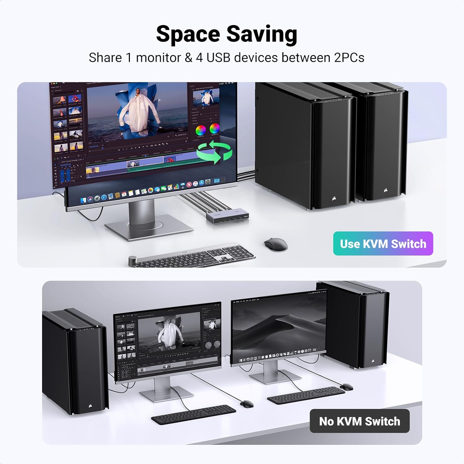 Bộ gộp HDMI 2 vào 1 ra màu đen hỗ trợ KVM 8K Ugreen 25961 Bộ gộp HDMI 2 vào 1 ra màu đen hỗ trợ KVM 8K Ugreen 25961