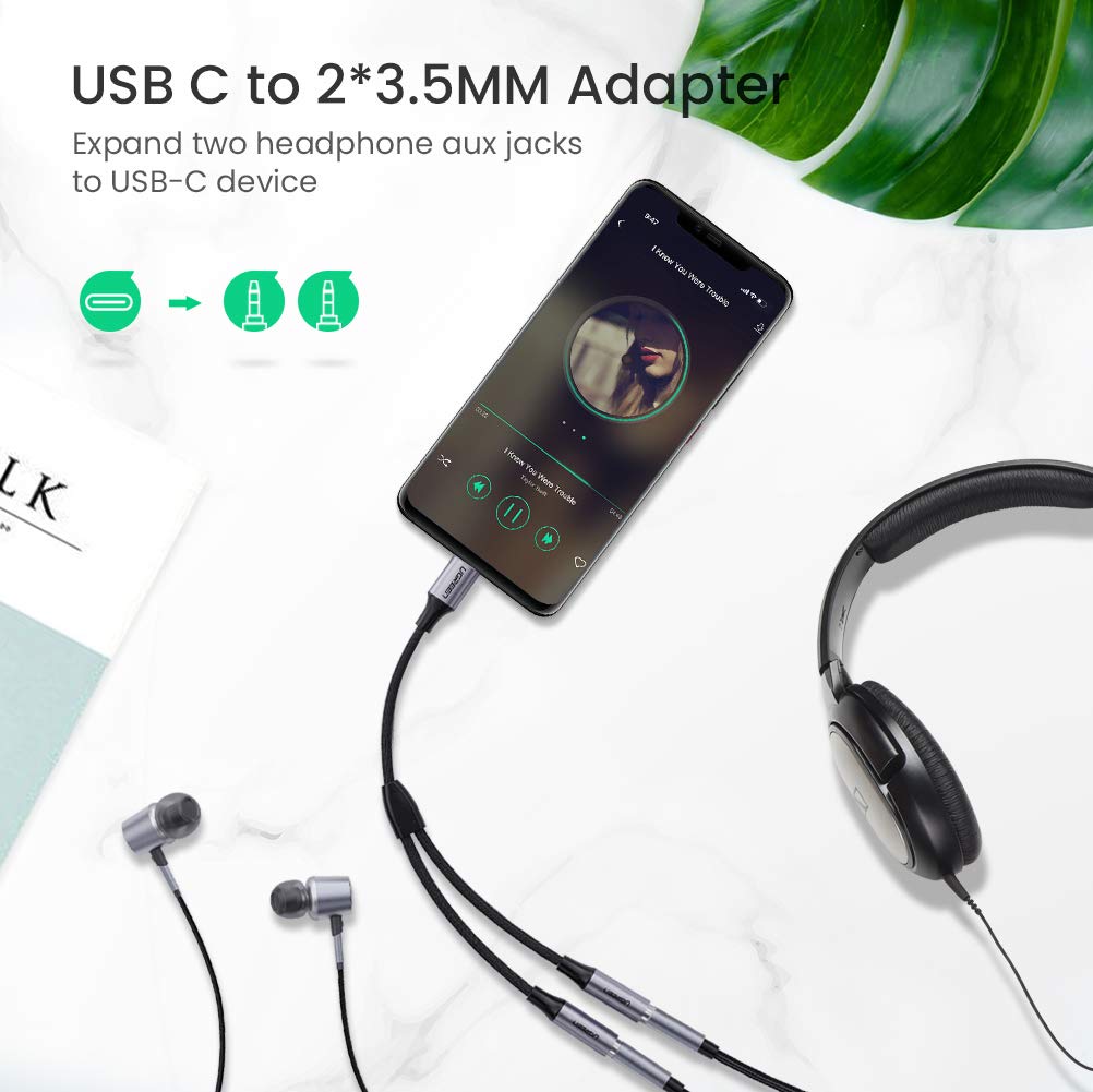 Cáp chuyển USB TYPE C sang 2 Cổng Audio 3.5 Ugreen 30732 Cáp chuyển USB TYPE C sang 2 Cổng Audio 3.5 Ugreen 30732