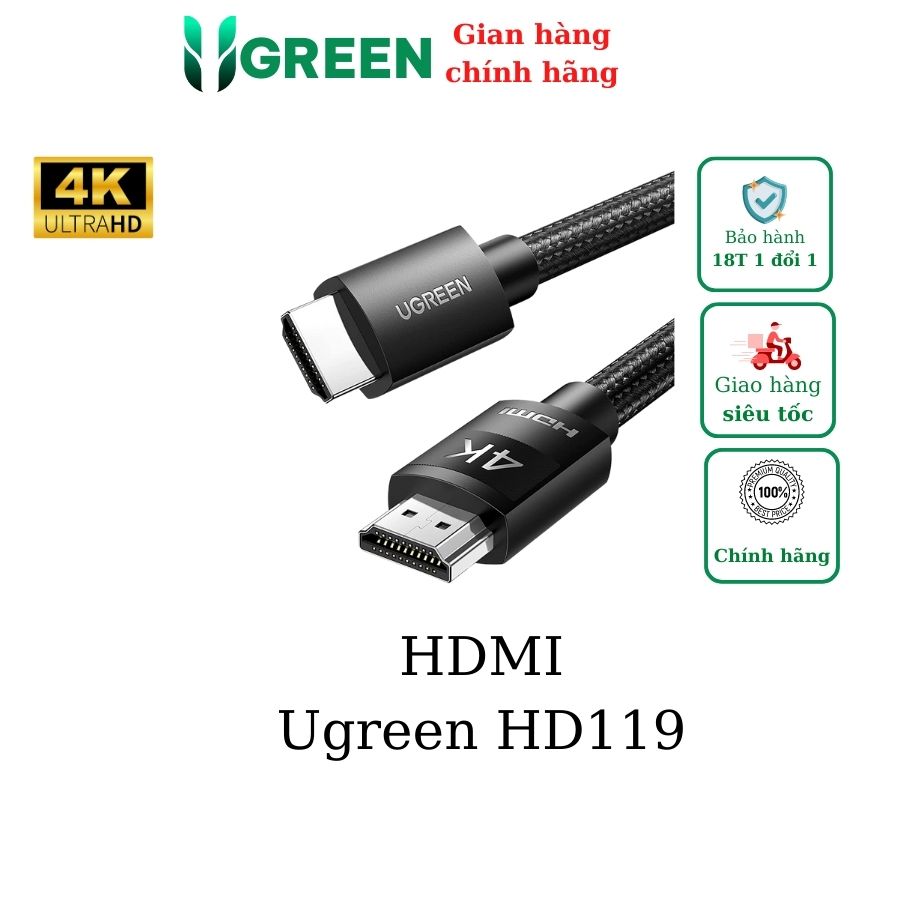 Cáp HDMI 2.0 dài 1M bọc nylon độ phân giải 4K@60Hz Ugreen 30999