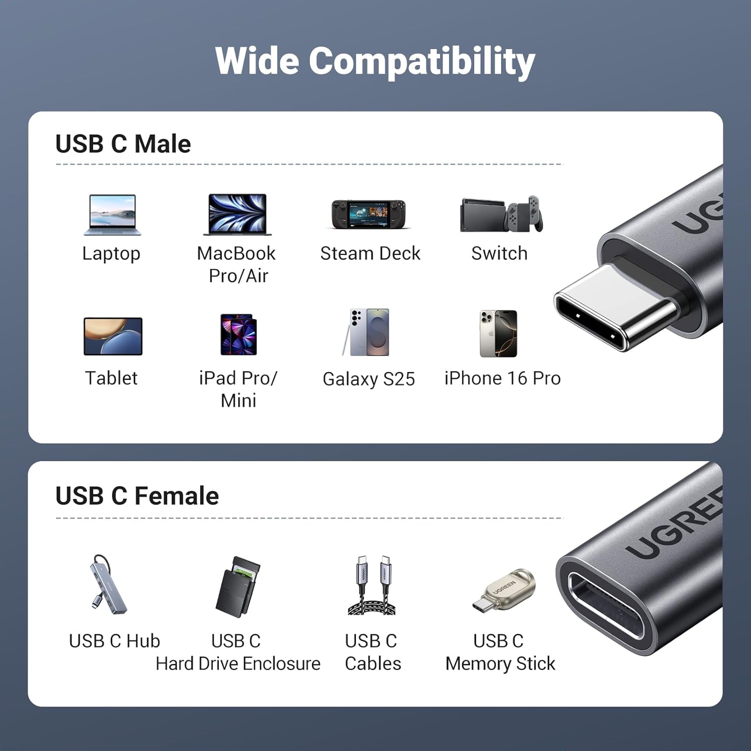 Cáp nối dài Type C dài 1m Ugreen 45191 US372 Cáp nối dài Type C dài 1m Ugreen 45191 US372
