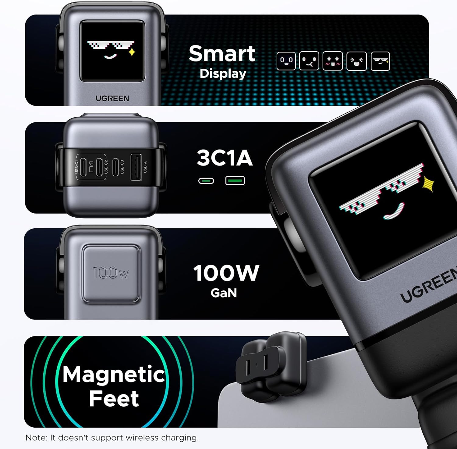 Củ sạc Ugreen Robot Uno 3C1A 100W 4 cổng PD GAN Ugreen 45514B Củ sạc Ugreen Robot Uno 3C1A 100W 4 cổng PD GAN Ugreen 45514B