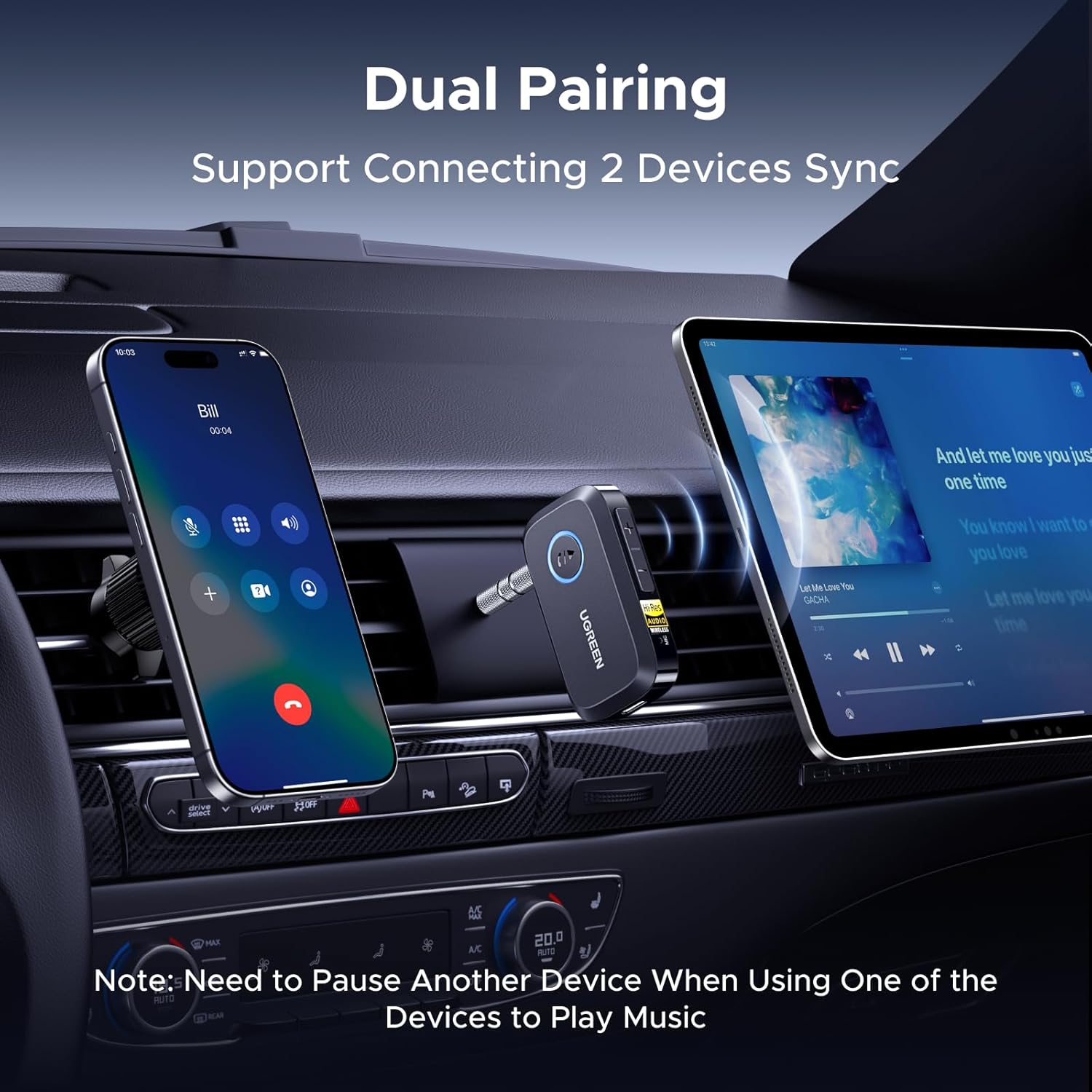 Thiết bị nhận Bluetooth 6.0 công suất Bluetooth hỗ trợ Hi-Res LDAC đầu ra 3.5mm Ugreen 55546 Thiết bị nhận Bluetooth 6.0 công suất Bluetooth hỗ trợ Hi-Res LDAC đầu ra 3.5mm Ugreen 55546