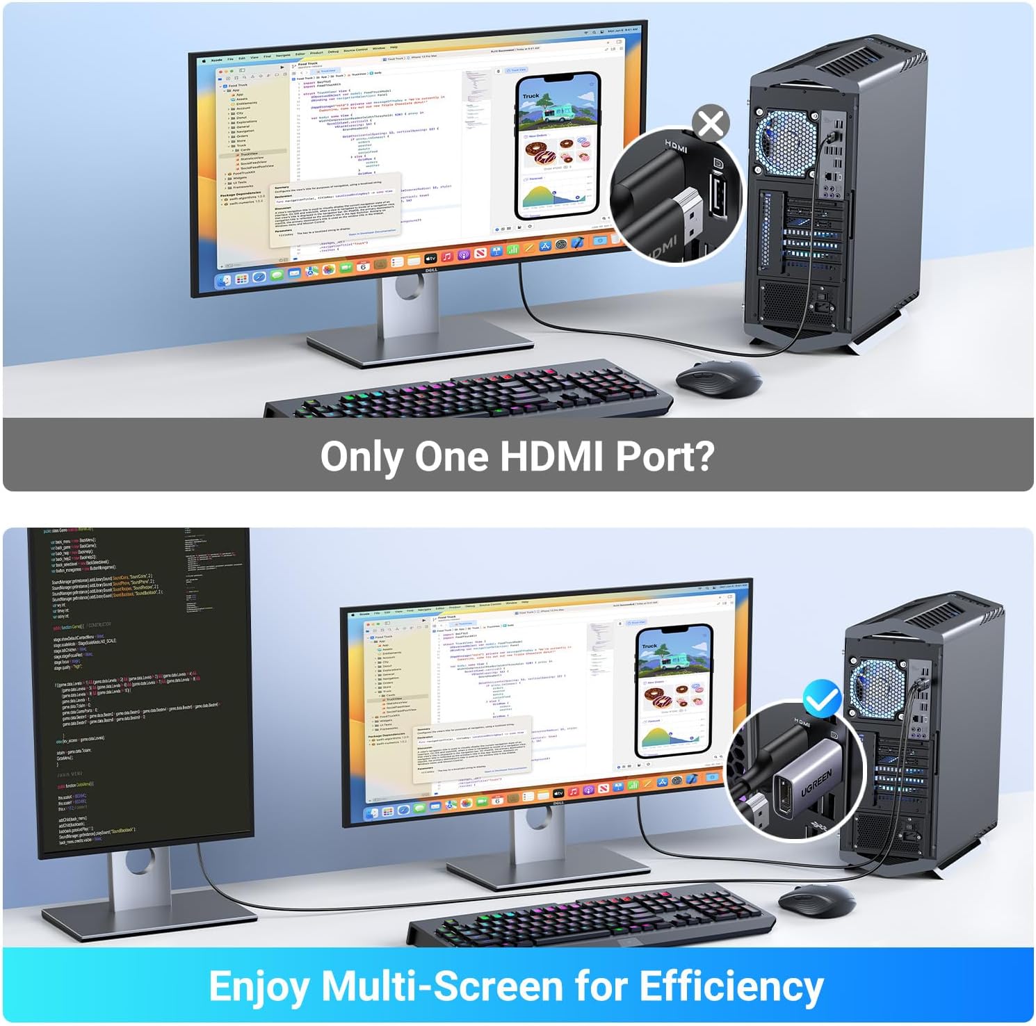 Cáp chuyển Displayport sang HDMI hỗ trợ 4K Ugreen 55935 DP130 Cáp chuyển Displayport sang HDMI hỗ trợ 4K Ugreen 55935 DP130