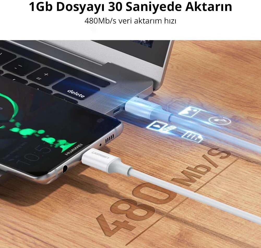 Cáp sạc nhanh Type C PD 100W Fast Charging Ugreen 60551 Cáp sạc nhanh Type C PD 100W Fast Charging Ugreen 60551