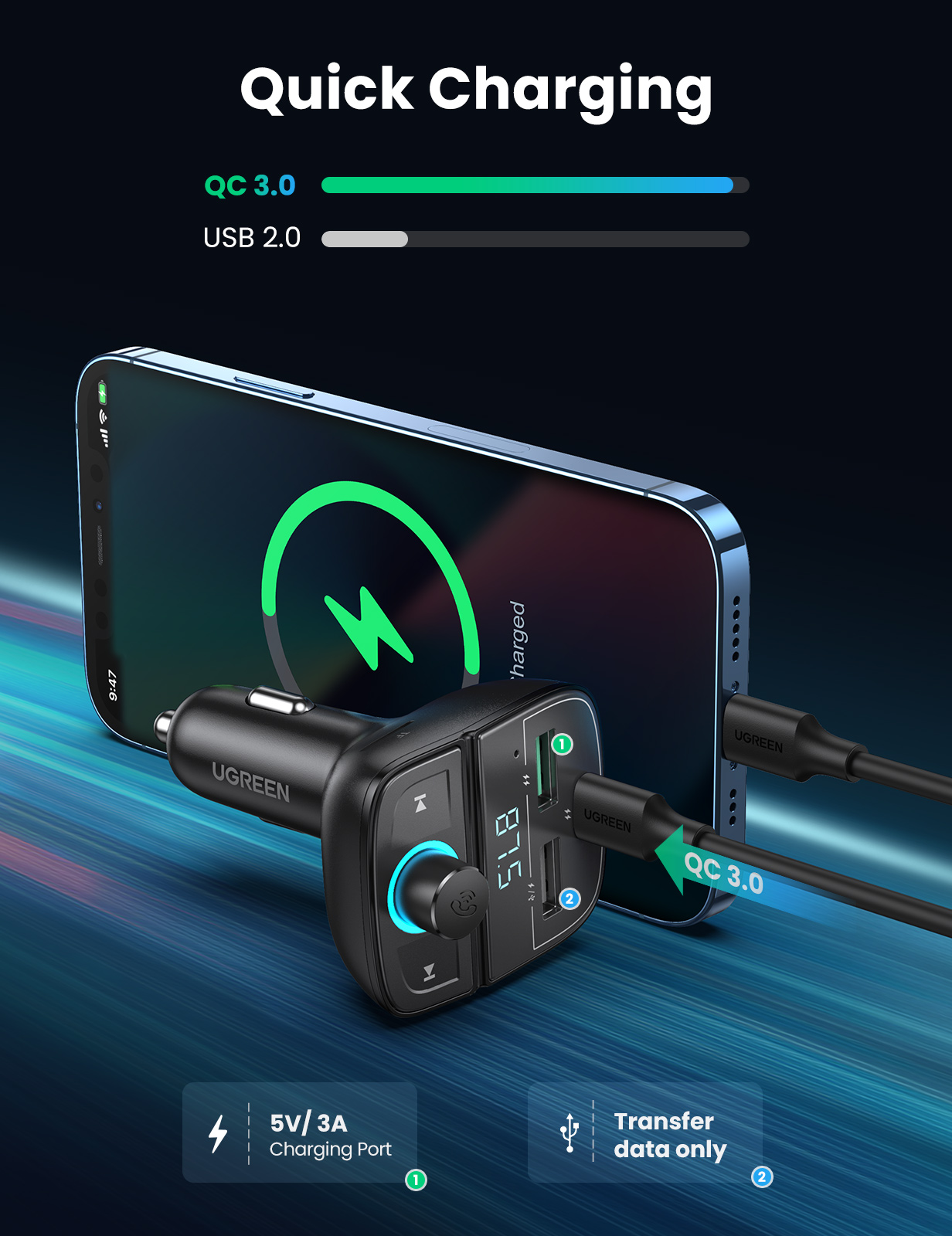 Sạc USB 1 cổng 15W màu đen Ugreen 80910 CD229 Sạc USB 1 cổng 15W màu đen Ugreen 80910 CD229