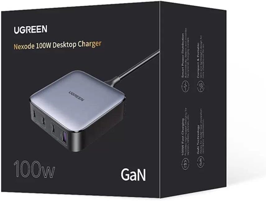 Củ sạc 2 cổng USB-C và 2 USB Nexode công nghệ GaN 100W màu đen Ugreen 90928 CD328 Củ sạc 2 cổng USB-C và 2 USB Nexode công nghệ GaN 100W màu đen Ugreen 90928 CD328