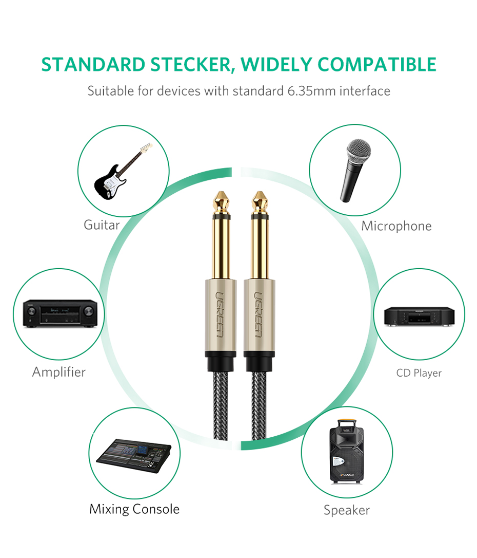Cáp âm thanh 6.5mm dài 1M Ugreen 10636 AV128 Cáp âm thanh 6.5mm dài 1M Ugreen 10636 AV128