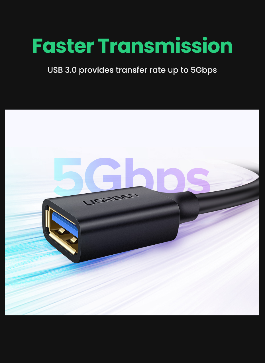 Cáp nối dài USB 3.0 dài 1M Ugreen 10368 Cáp nối dài USB 3.0 dài 1M Ugreen 10368