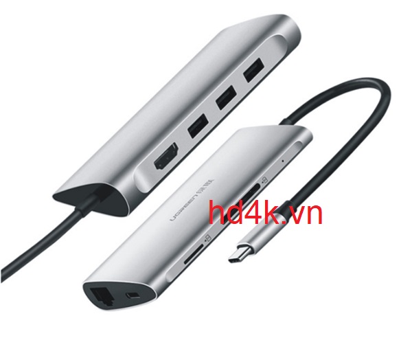 Bộ chuyển đa năng USB Type-C to HDMI, Lan, USB 3.0, SD/TF, sạc Type-C ugreen 50516,
