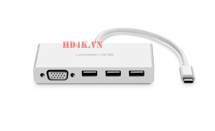 Cáp chuyển Type C to VGA, Hub USB 3.0 Ugreen 40375