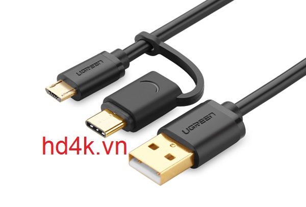 Cáp chuyển USB to Micro USB / USB type C 1m Ugreen 30171