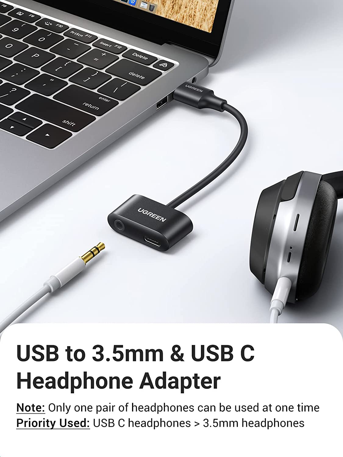 Cáp chuyển USB sang 3.5mm và USB C Ugreen 80897 Cáp chuyển USB sang 3.5mm và USB C Ugreen 80897