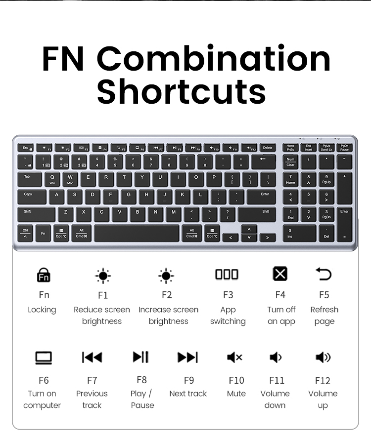 Wireless Ultra Slim Wireless & Bluetooth Keyboard Ugreen 15258 Wireless Ultra Slim Wireless & Bluetooth Keyboard Ugreen 15258