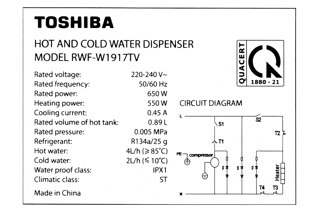 Cây nước nóng lạnh Toshiba RWF-W1917TV - Hàng chính hãng
