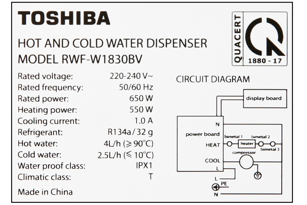 Cây nước nóng lạnh Toshiba RWF-W1830BV(K) - Hàng chính hãng