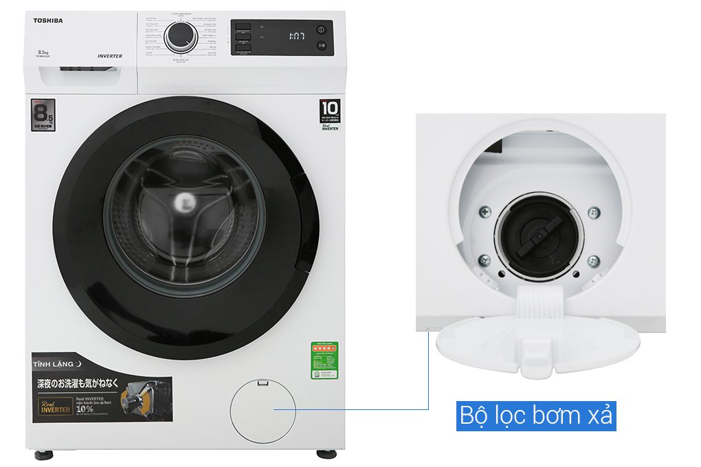 Máy giặt Toshiba Inverter 8.5 Kg TW-BH95S2V(WK) - Hàng chính hãng
