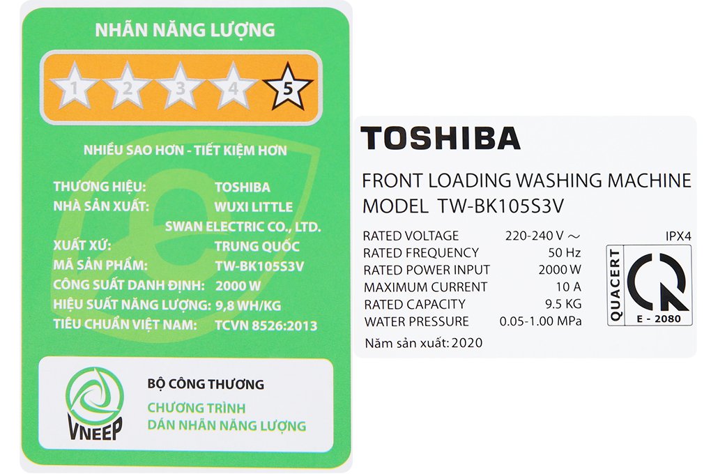 Máy giặt Toshiba Inverter 9.5 Kg TW-BK105S3V(SK) - Hàng chính hãng