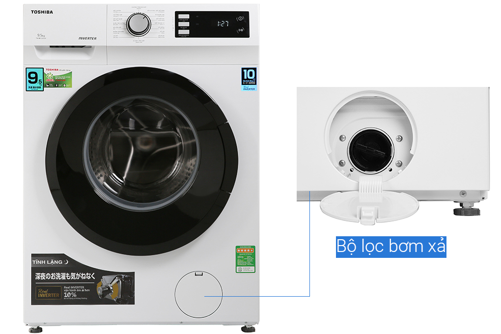 Máy giặt Toshiba Inverter 9.5 Kg TW-BK105S2V(WS) - Hàng chính hãng
