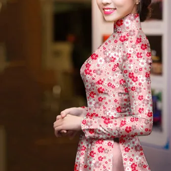 Vải áo dài hoa nhí đẹp
