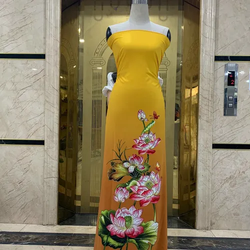 Vải áo dài Nhung Nhật đính đá cao cấp