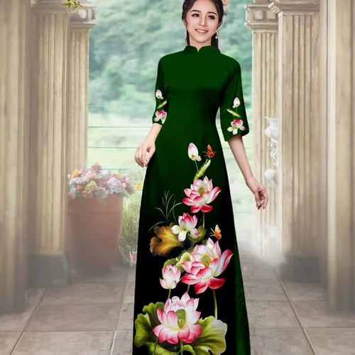 Vải áo dài Nhung Nhật đính đá cao cấp