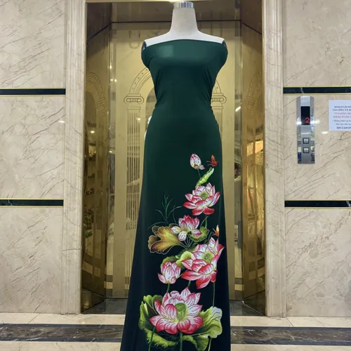 Vải áo dài Nhung Nhật đính đá cao cấp