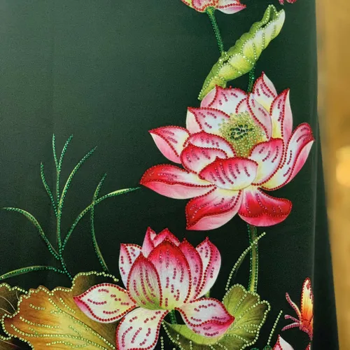 Vải áo dài Nhung Nhật đính đá cao cấp