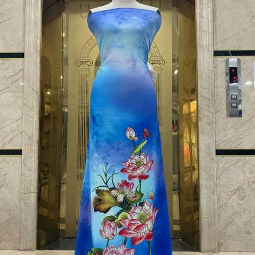 Vải áo dài Nhung Nhật đính đá cao cấp