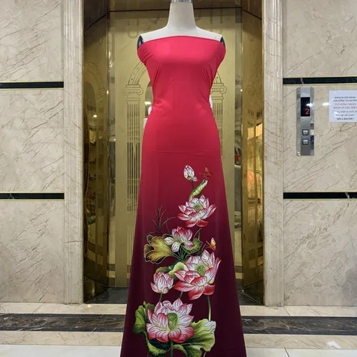 Vải áo dài Nhung Nhật đính đá cao cấp