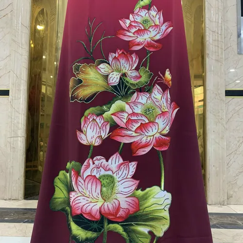 Vải áo dài Nhung Nhật đính đá cao cấp