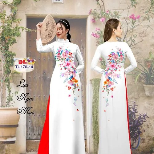 Vải áo dài hoa rơi đẹp