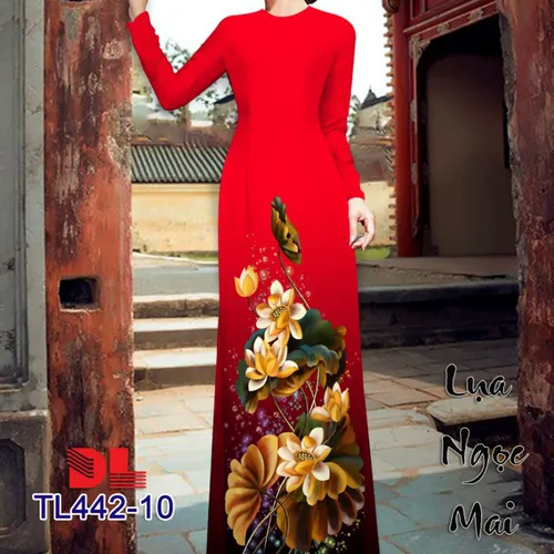 Vải áo dài họa tiết hoa sen