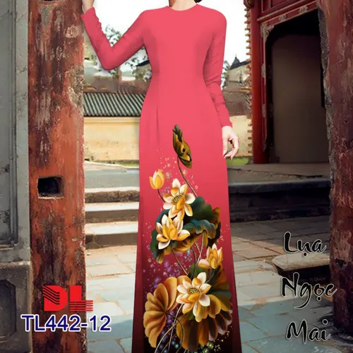 Vải áo dài họa tiết hoa sen