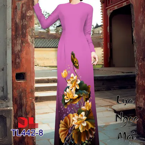 Vải áo dài họa tiết hoa sen