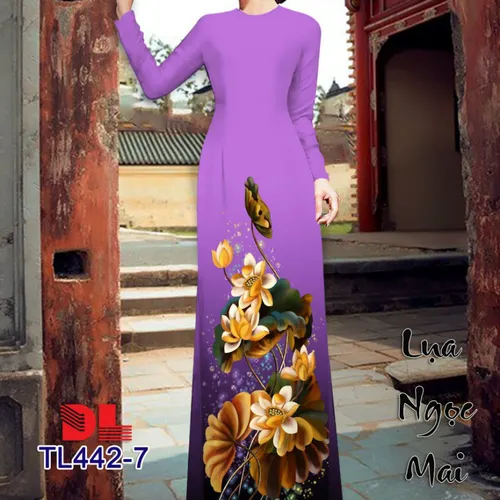 Vải áo dài họa tiết hoa sen