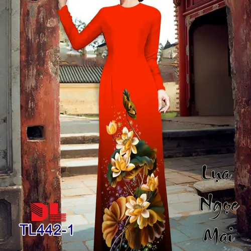 Vải áo dài họa tiết hoa sen