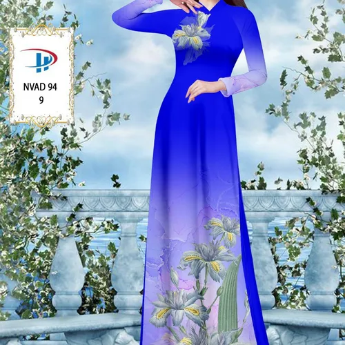 Vải ao dài loang màu phối hoa