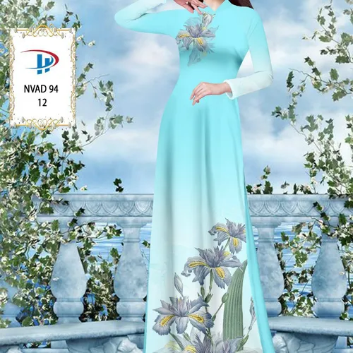 Vải ao dài loang màu phối hoa