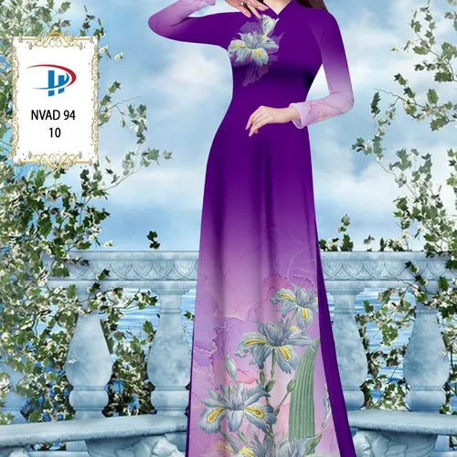 Vải ao dài loang màu phối hoa