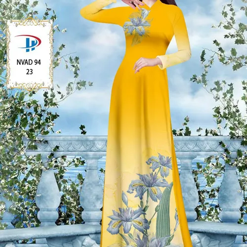 Vải ao dài loang màu phối hoa