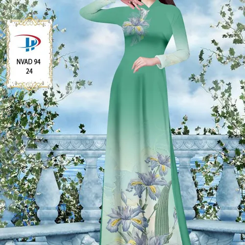 Vải ao dài loang màu phối hoa