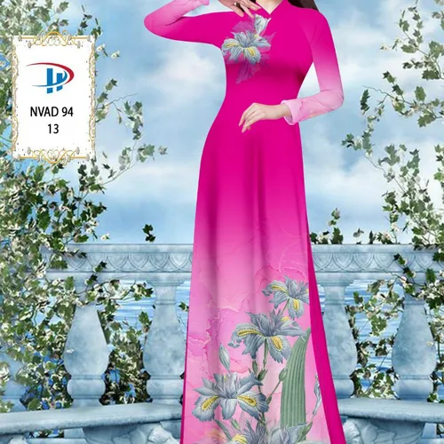 Vải ao dài loang màu phối hoa