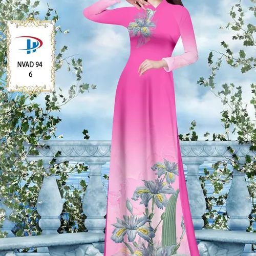 Vải ao dài loang màu phối hoa