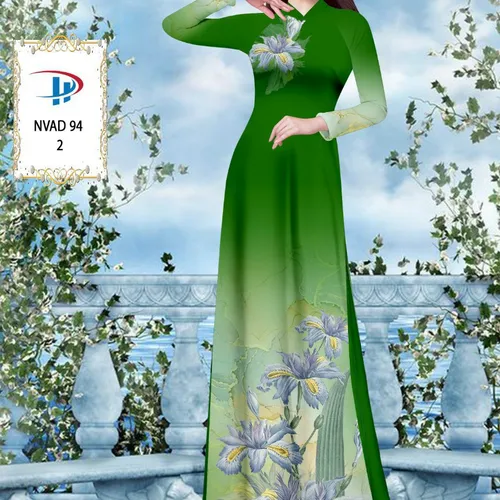 Vải ao dài loang màu phối hoa